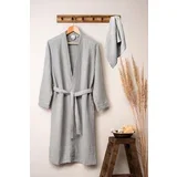 Set bademantil Kimono sa peškirom, Sivi
