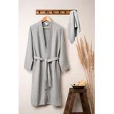 Set bademantil Kimono sa peškirom, Sivi