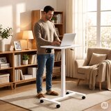  Mobilni stol 70x48 cm, stol za prijenosno računalo, podesiva visina 71,5-112 cm, bijela, ModernHome | shoptok.hr