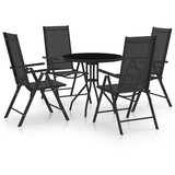 vidaXL 5-dijelni vrtni blagovaonski set od aluminija i tekstilena crni Cijene