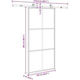 vidaXL Klizna vrata s okovom 102x205 cm ESG staklo i aluminij | shoptok.hr