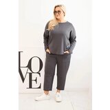 Kesi Włoski Plus Size women's set butter sweatshirt and pants with pockets graphite | Shoptok.si