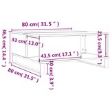  Klubska mizica rjavi hrast 80x80x36,5 cm inženirski les, (20797982) | Shoptok.si