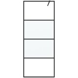 Pregrada za tuš crna 80 x 195 cm s napola mutnim staklom ESG | shoptok.hr