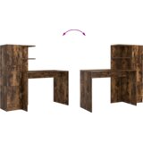  pisalna miza z omarico in policami, inženirski les, dimljeni oreh, 133,5x50x124 cm, 2 kos | Shoptok.si
