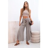 Kesi Włoski Women's viscose trousers with leg slit fango | Shoptok.si