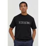 Iceberg Bombažna kratka majica moški, črna barva