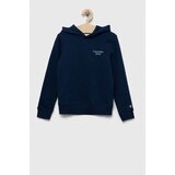 Calvin Klein Jeans Otroški pulover mornarsko modra barva, s kapuco | Shoptok.si