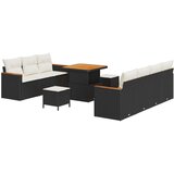  10-delni set zunanjega kavča z blazinami Črn Poli ratan Akacija | Shoptok.si