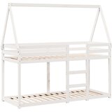  Krevet na kat s krovom bijeli 90 x 200 cm od masivne borovine | shoptok.hr