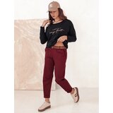 DStreet Spodnie damskie oversize ELEGANTENO z paskiem bordowe | shoptok.hr