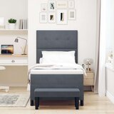 Tamno sivi krevet s kutijom madracem i klupom 90x200 cm baršun | shoptok.hr