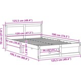  Krevet Vosak smeđi Masivno drvo 120 x 190 cm | shoptok.hr