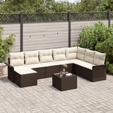vidaXL 8-delni vrtni kavč set z blazinami Rjav Poly Rattan Cene