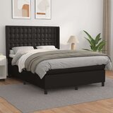  Box spring postelja z vzmetnico črn 140x200 cm umetno usnje, (20725553) Cene