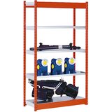 hofe Stabilni sestavljivi regal, enostranski, višina regala 2000 mm, oranžna/pocinkano, širina police 1025 mm, osnovni regal, širina x globina 1025 x | Shoptok.si