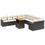 Maison Chic Seti vrtnega pohištva - Vrtna garnitura - Vrtni pohištvo set 11-delna z blazinami črn poli ratan, (21816217) | Shoptok.si