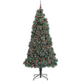 vidaXL Umjetno prethodno osvijetljeno božićno drvce s kuglicama 210 cm | shoptok.hr
