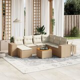 Maison Chic Seti vrtnega pohištva - Vrtna garnitura - Vrtni pohištvo set 8-delna z blazinami bež poli ratan, (21798917) | Shoptok.si