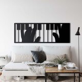 Wallxpert metalni zidni ukras 5156, ruke na klavijaturi klavira u ramu, 75 x 25 cm, crni Cene