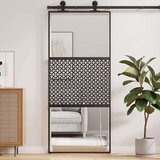 vidaXL Drsna vrata Črna 90 x 205 cm Kaljeno steklo in aluminij | Shoptok.si