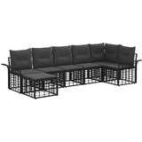  Set vanjskih sofa s jastukom 7 pcs Crna i tamno siva Poliester | shoptok.hr