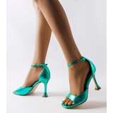 Gemre Green shiny high-heeled sandals with a strap Delinda | shoptok.hr