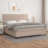  Box spring postelja z vzmetnico kapučino 200x200 cm um. usnje, (20900520) Cene