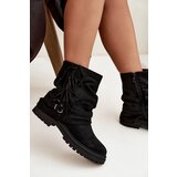 Boto Insulated Women's Ankle Boots With Fringes And Claries On Flat Heel Black Helianne | Shoptok.si