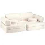 Kremno bela otroška sedežna garnitura iz tkanine bouclé 132 cm Settee –