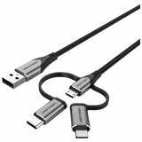Vention USB kabl 3 u 1 (Type-C/Micro/Lightning) 1.5m - Sivi Cene