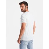 Ombre Men's cotton t-shirt with letter print and pocket - white-gray | Eponuda.ba
