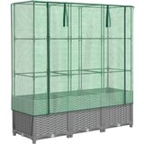 vidaXL Visoka greda s prevleko za rastlinjak videz ratana 120x40x138cm, (21366565) | Shoptok.si