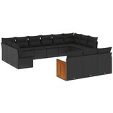  The Living Store Vrtna sedežna garnitura 15-delna z blazinami črn poli ratan - Vrtna Sedežna Garniture, (21461280) | Shoptok.si