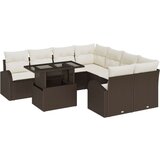  Set od 9 dijelova vrtne sofe s jastučićima smeđi poli ratan | shoptok.hr