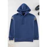 Trendyol Indigo Oversize/Wide Cut Hooded Reflective Detailed Polar Fleece Sweatshirt | ePonuda.com