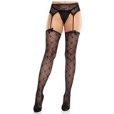 LEG AVENUE HOSIERY LEG AVENUE - HEART STOCKINGS WITH GARTERS BLACK | Shoptok.si