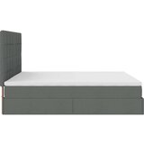 vidaXL Otomanski posteljni okvir z vzmetnicami siv 200x200 cm blago | Shoptok.si