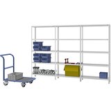 eurokraft pro Privijačeni regal, lahka izvedba, z oblogo iz umetne mase, višina regala 2000 mm, širina police 1000 mm, globina 300 mm, osnovni regal | Shoptok.si