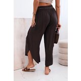 Kesi Włoski Women's viscose trousers with leg slit brown | Shoptok.si