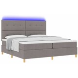  LED Box Spring Krevet Sivo-smeđa 200 x 200 cm tkanina | shoptok.hr