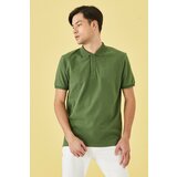 ALTINYILDIZ CLASSICS Men's Khaki 100% Cotton Anti-roll Collar Slim Fit Slim Fit Polo Neck Short Sleeved T-Shirt. Cene