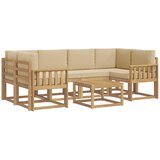 vidaXL Zunanja garnitura za sedenje z blazino 7 pcs Bela in bež, (5000280940) | Shoptok.si