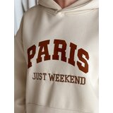 DStreet Bluza damska oversize z kapturem PARISSIA beżowa | Shoptok.si
