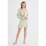 Trendyol Ecru Flower Patterned Ruffle Detailed Bottom-Top Set | Shoptok.si