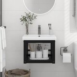  Zidni okvir za kupaonski umivaonik crni 40x38x31 cm željezni | shoptok.hr