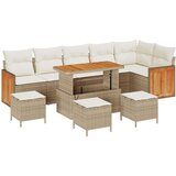  Set od 10 delova vrtnih sofa s jastučićima bež pleteni ratan akacija 2-sjedalna vrtna sofa s jastučićima bež pleteni ratan 4-d | shoptok.hr