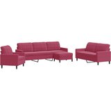  4-dijelni set sofa s jastucima crvena boja vina baršunasti | shoptok.hr