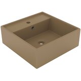  Luksuzni četvrtasti umivaonik mat krem 41 x 41 cm keramički | shoptok.hr