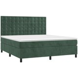 vidaXL Krevet box spring s madracem LED tamnozeleni 180x200 cm baršun | shoptok.hr